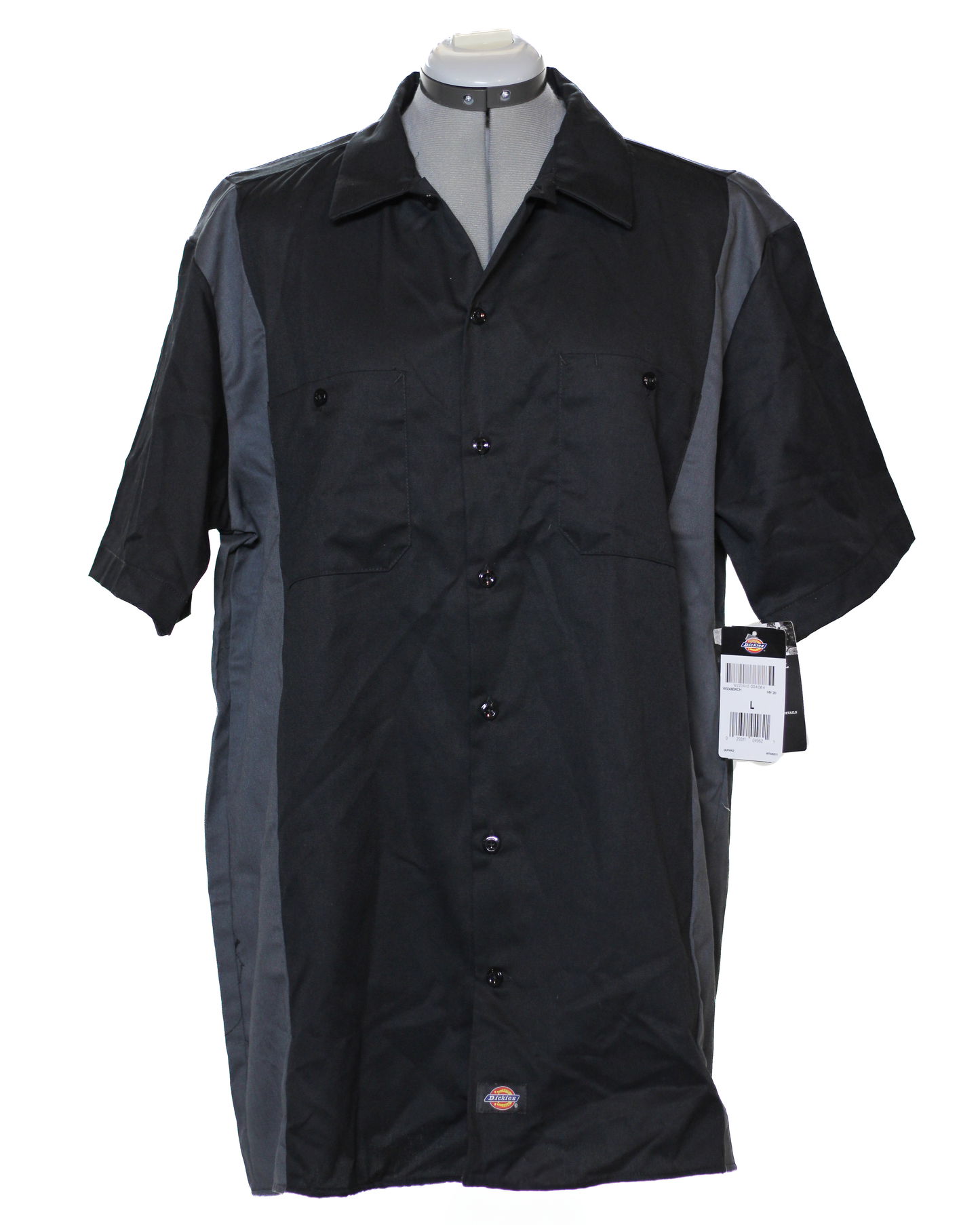 Dickies Two-Tone Short Sleeve Work Shirt Size L Black GreyDickies