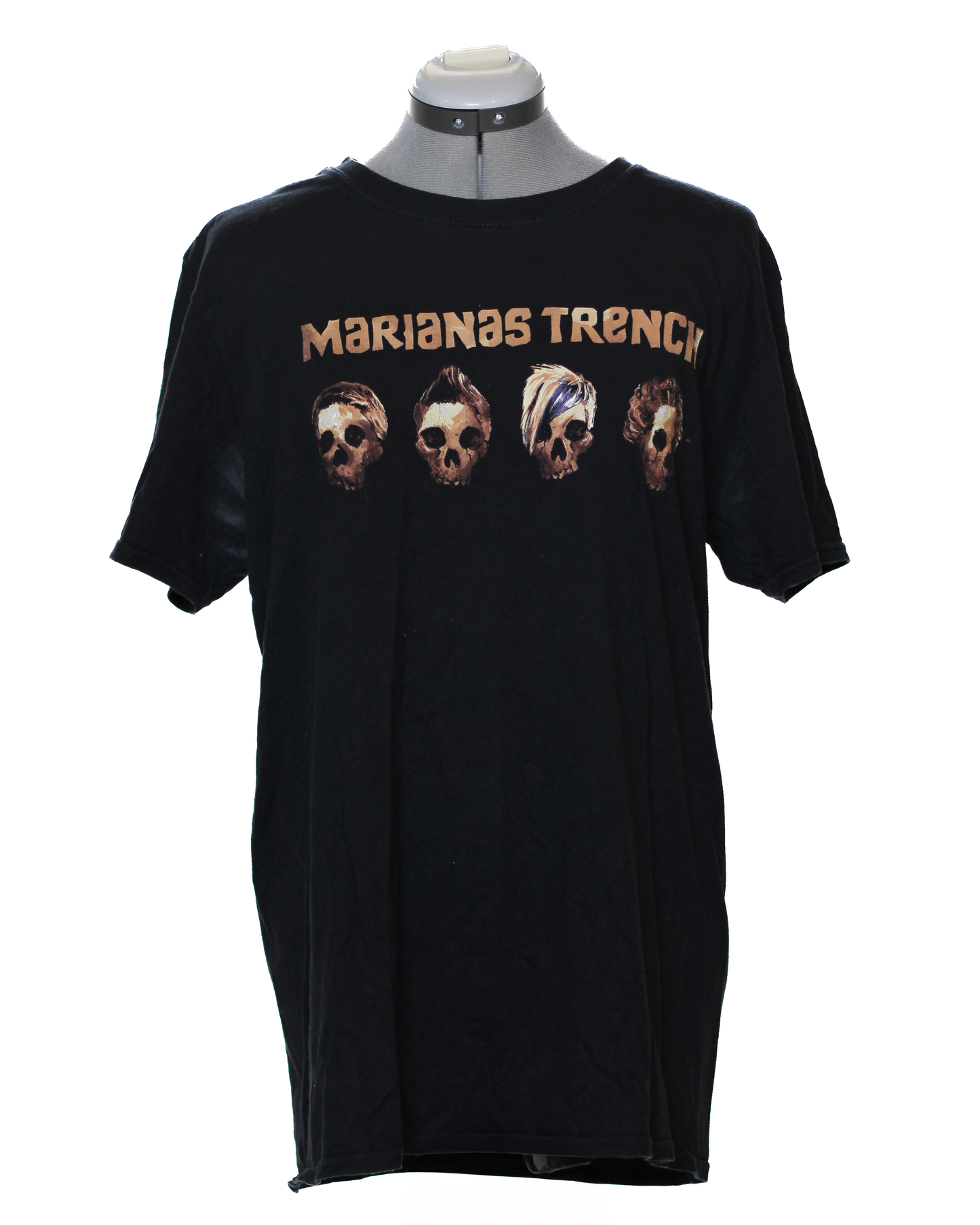 Camiseta negra con calaveras de la Fosa de las Marianas, talla L