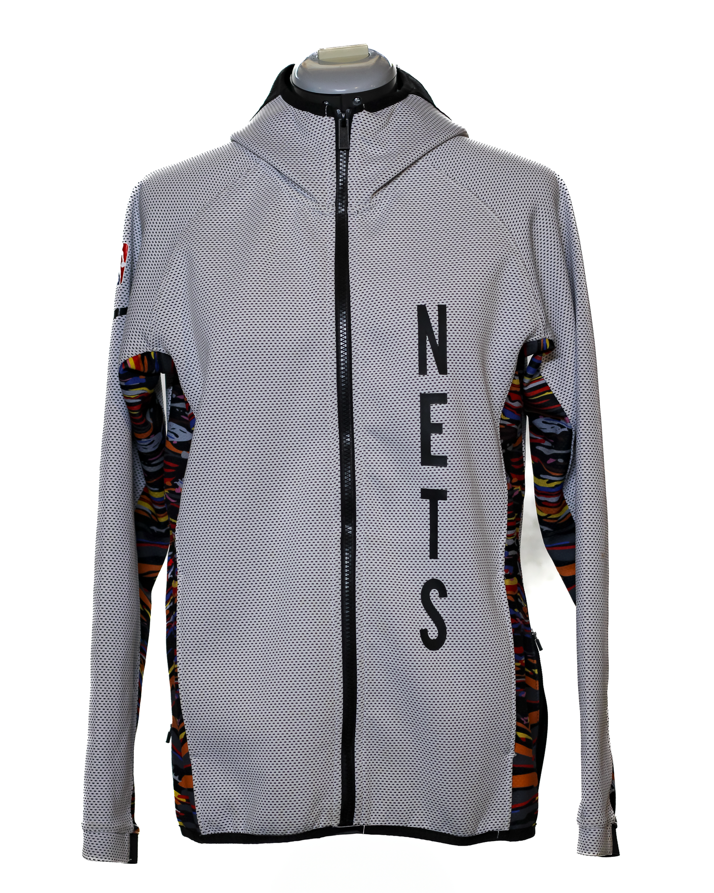 Chaqueta con capucha y cremallera completa perforada de los Brooklyn Nets de la NBA, gris