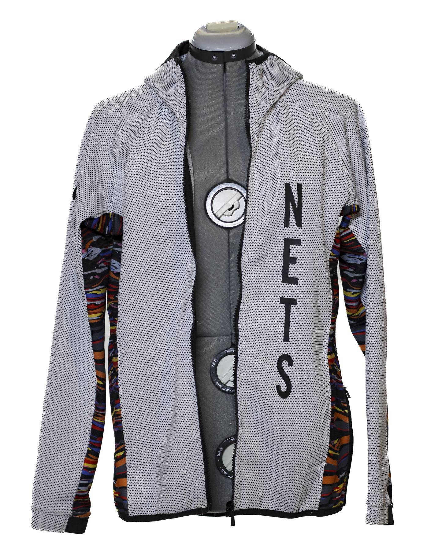 Chaqueta con capucha y cremallera completa perforada de los Brooklyn Nets de la NBA, gris