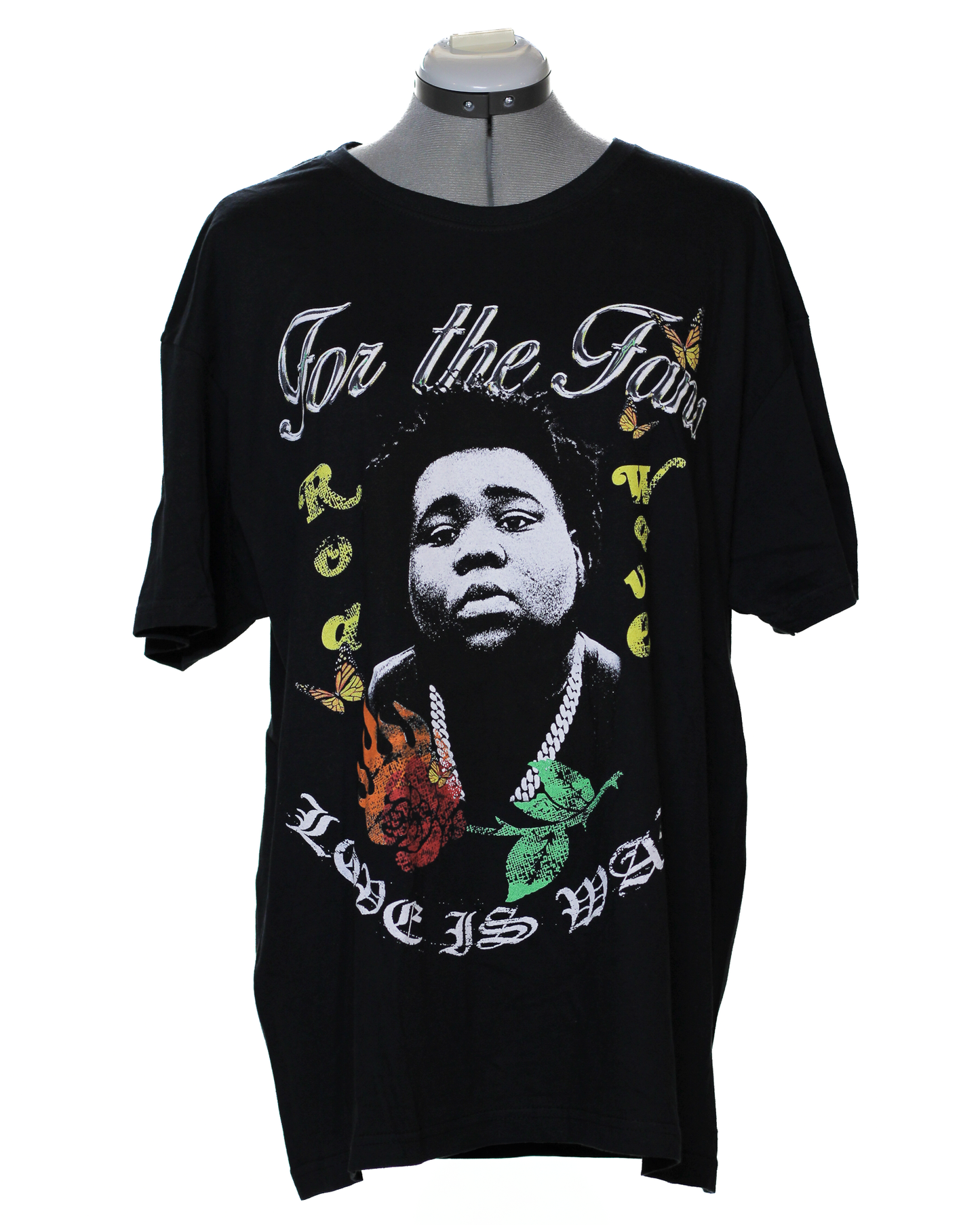 Camiseta gráfica negra "Rod Wave For the Fans Love Is War"