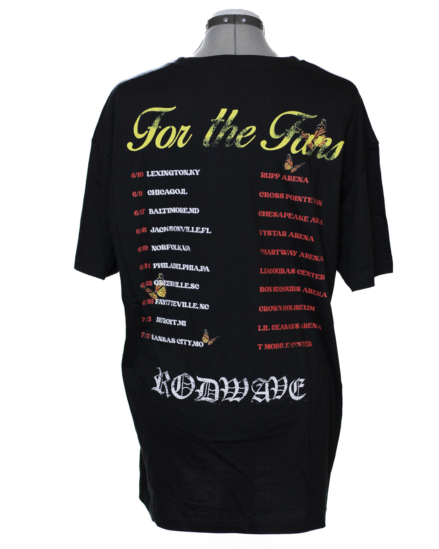 Camiseta gráfica negra "Rod Wave For the Fans Love Is War"