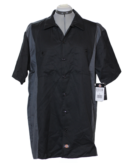 Dickies Two-Tone Short Sleeve Work Shirt Size L Black GreyDickies