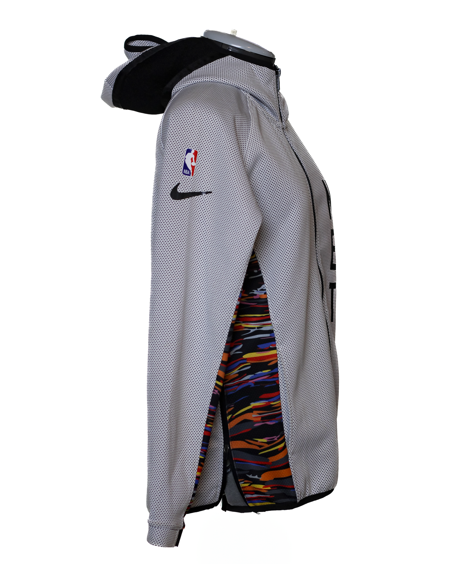 Chaqueta con capucha y cremallera completa perforada de los Brooklyn Nets de la NBA, gris