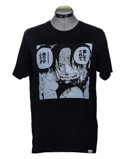 RARE - Manga Anima Ace's Death X Uniqlo Black T-Shirt One Piece Size S